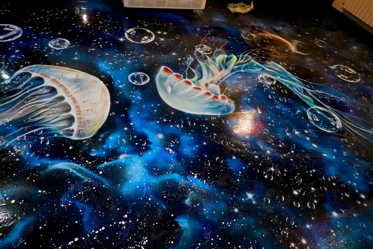 FLOOR PAINTING OCEAN JELLYFISH
